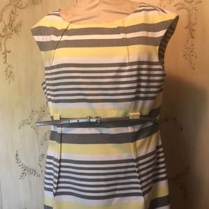 Casual knee length dress with high waist belt